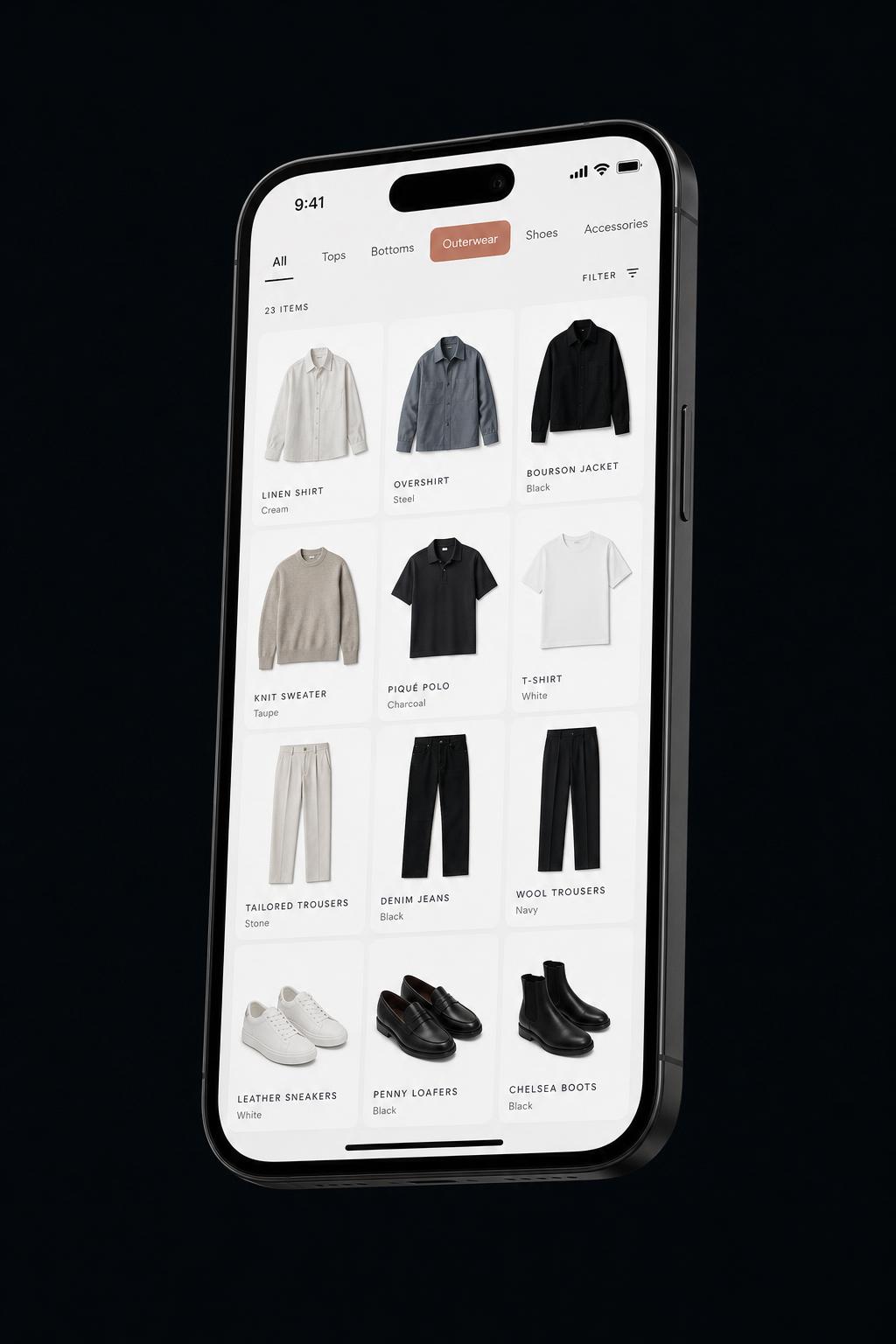 Digital Wardrobe — The Array app screen